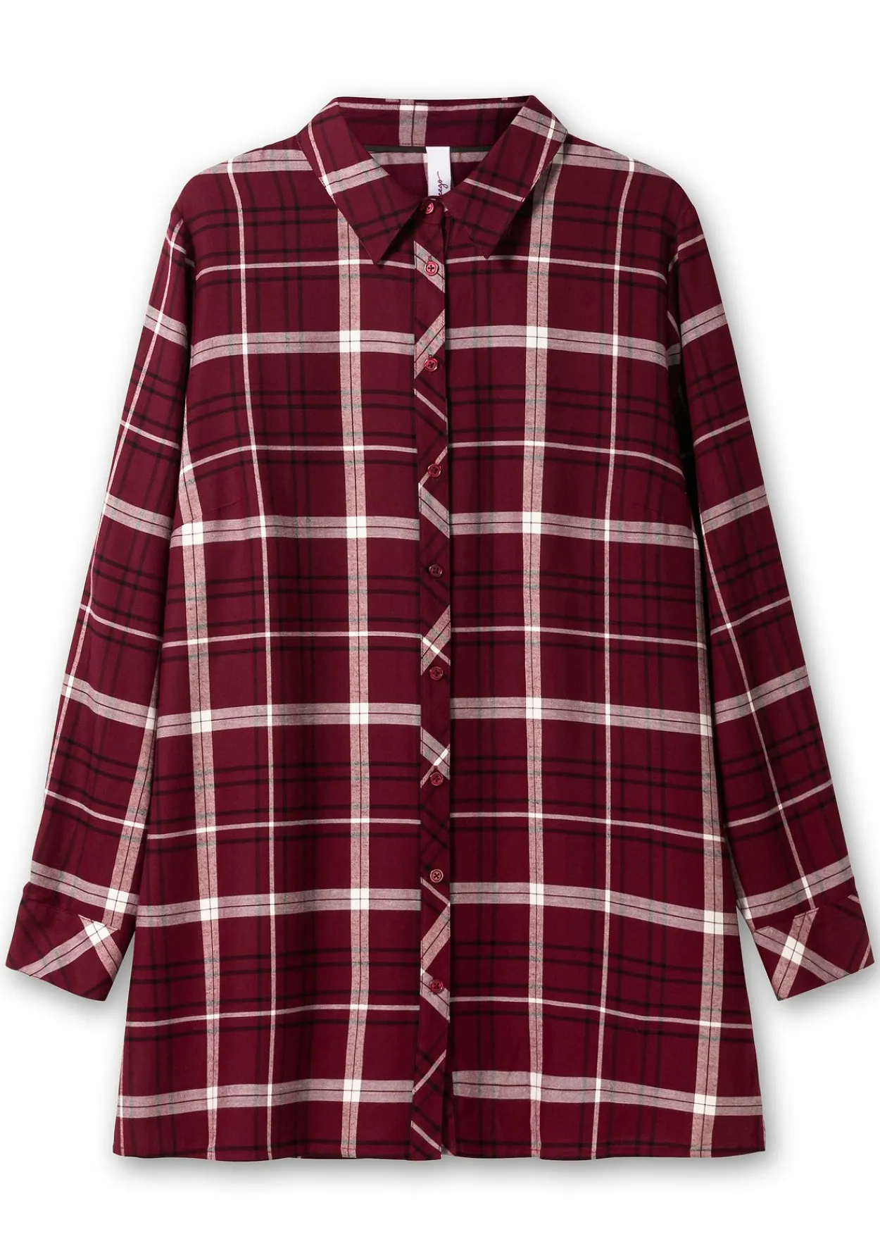 Karierte Longbluse mit Kragen und Manschettenärmel<sheego Clearance