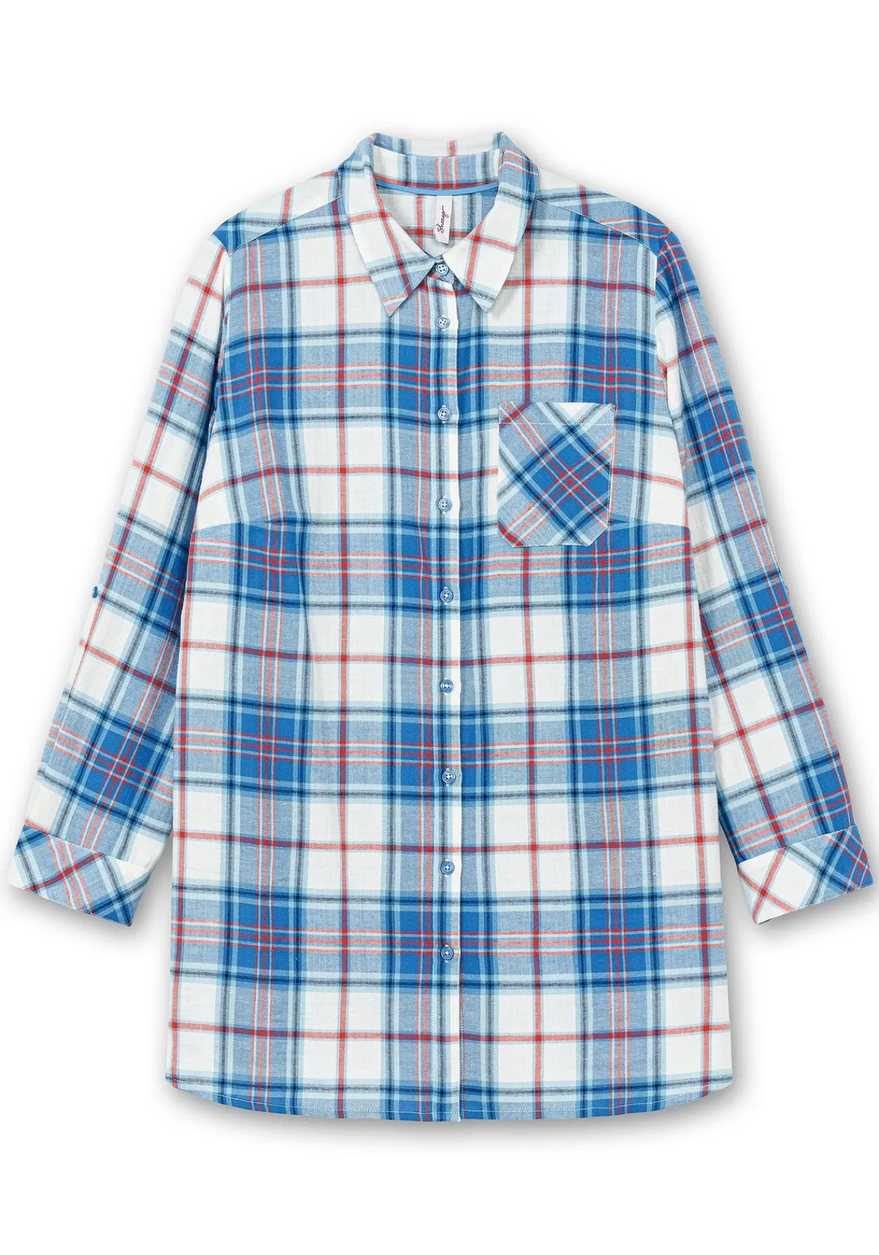 Karierte Longbluse mit Krempelfunktion<sheego New