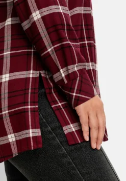 Karierte Longbluse mit Kragen und Manschettenärmel<sheego Clearance