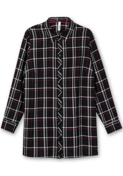 Karierte Longbluse mit Seitenschlitzen<sheego Discount