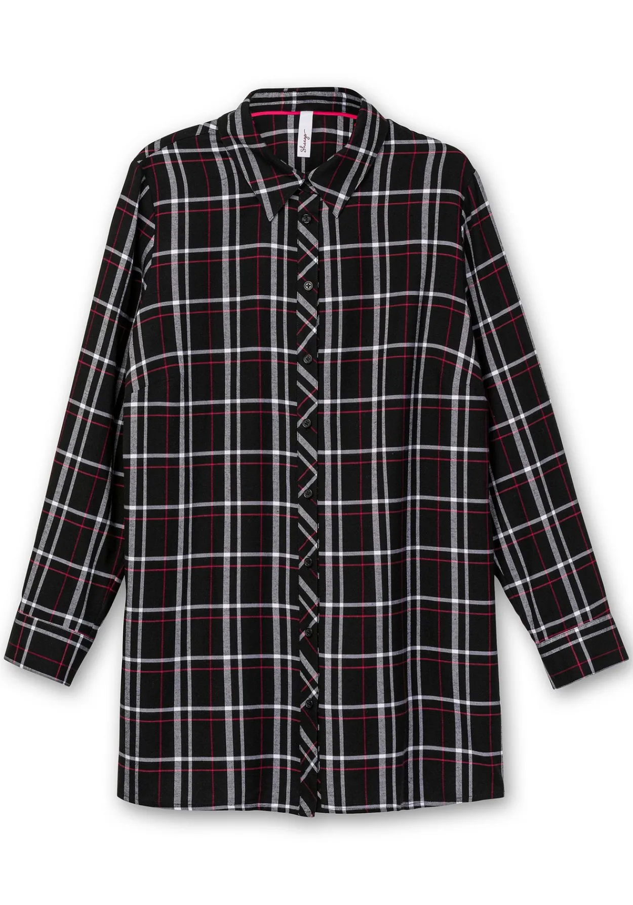 Karierte Longbluse mit Seitenschlitzen<sheego Discount