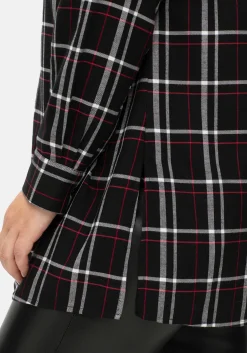 Karierte Longbluse mit Seitenschlitzen<sheego Discount