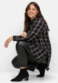Karierte Longbluse mit Seitenschlitzen<sheego Discount
