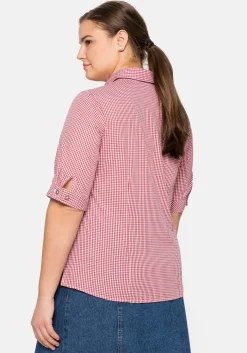 Karierte Trachtenbluse mit Stickereien<sheego Fashion
