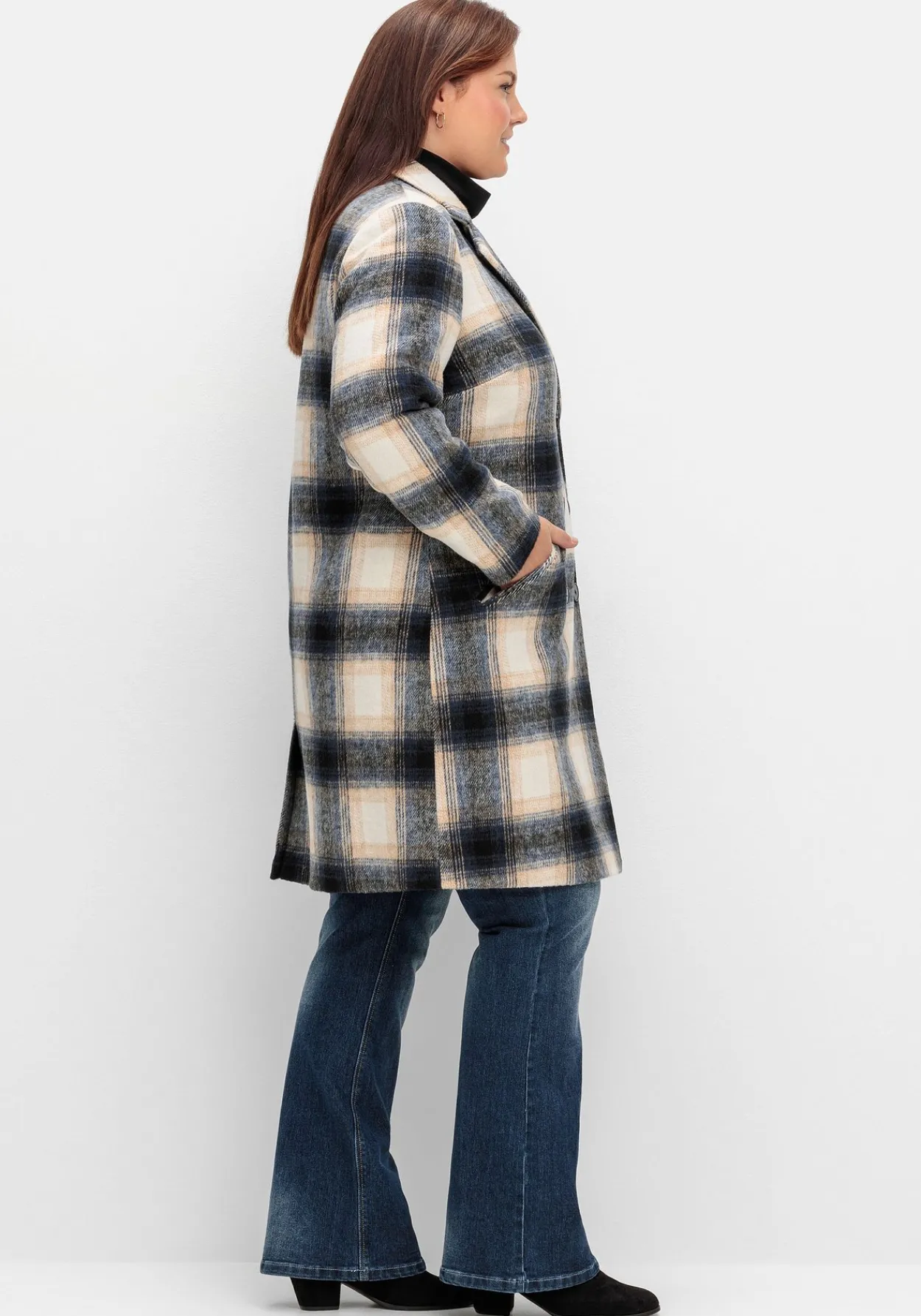Karierter Kurzmantel mit Wolle<sheego by Joe Browns Outlet