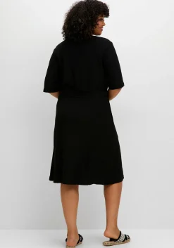 Kleid aus Crêpe, mit Bindegürtel und Taschen<sheego Clearance