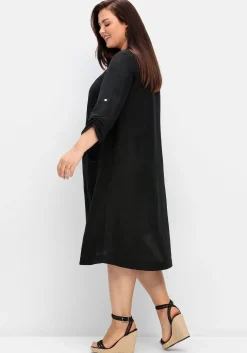 Kleid in A-Linie mit 3/4-Ärmeln, aus Leinen-Viskose-Mix<sheego Discount