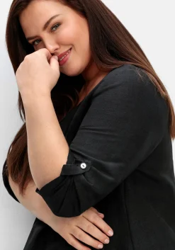 Kleid in A-Linie mit 3/4-Ärmeln, aus Leinen-Viskose-Mix<sheego Discount