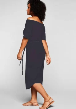 Kleid mit Bindeband und Carmenausschnitt<sheego Online