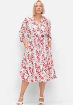 Kleid mit Blütenprint und Taillen-Tunnelzug<sheego Best