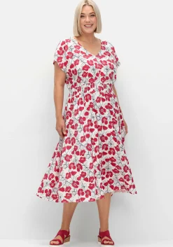 Kleid mit Blumenprint und Smokbund<sheego Discount