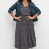 Kleid mit Blumenprint und Smokbund<sheego Outlet