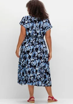 Kleid mit Blumenprint und Smokbund<sheego Fashion