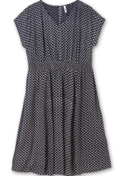 Kleid mit Blumenprint und Smokbund<sheego Outlet