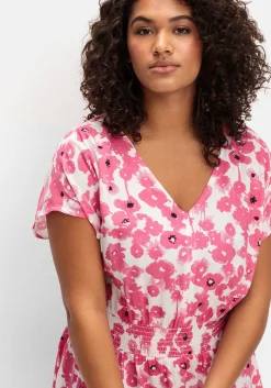 Kleid mit Blumenprint und Smokbund<sheego Discount
