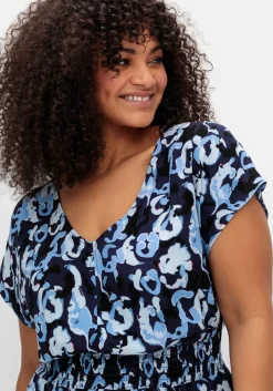 Kleid mit Blumenprint und Smokbund<sheego Fashion