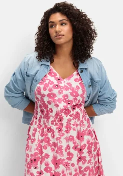 Kleid mit Blumenprint und Smokbund<sheego Discount