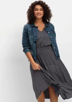 Kleid mit Blumenprint und Smokbund<sheego Outlet