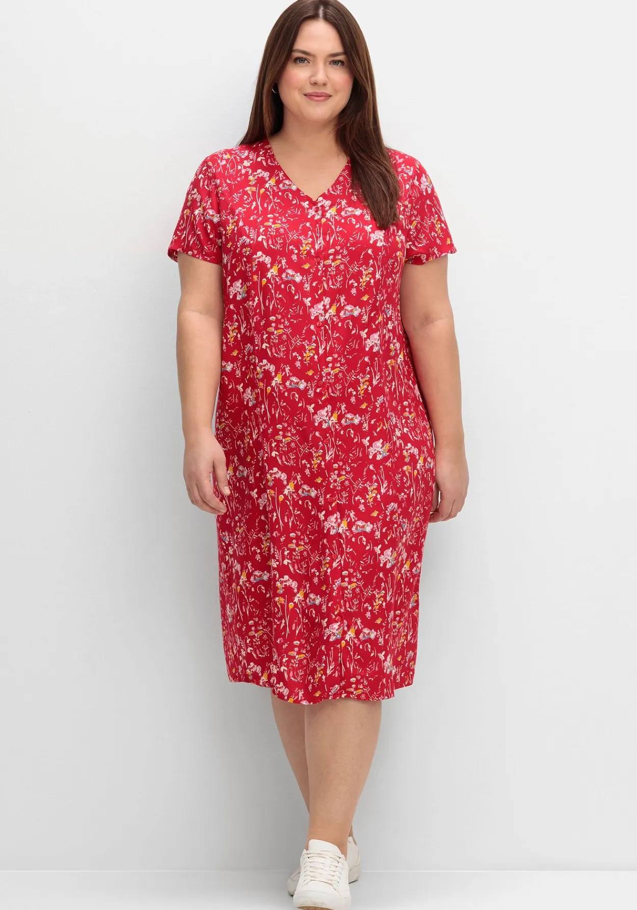 Kleid mit Knopfleiste und Blumendruck<sheego Sale