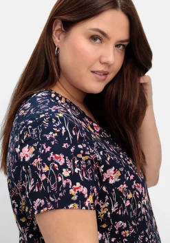 Kleid mit Knopfleiste und Blumendruck<sheego Clearance