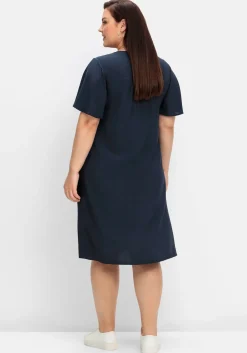 Kleid mit Schlitz und Bindeband am Ausschnitt<sheego New