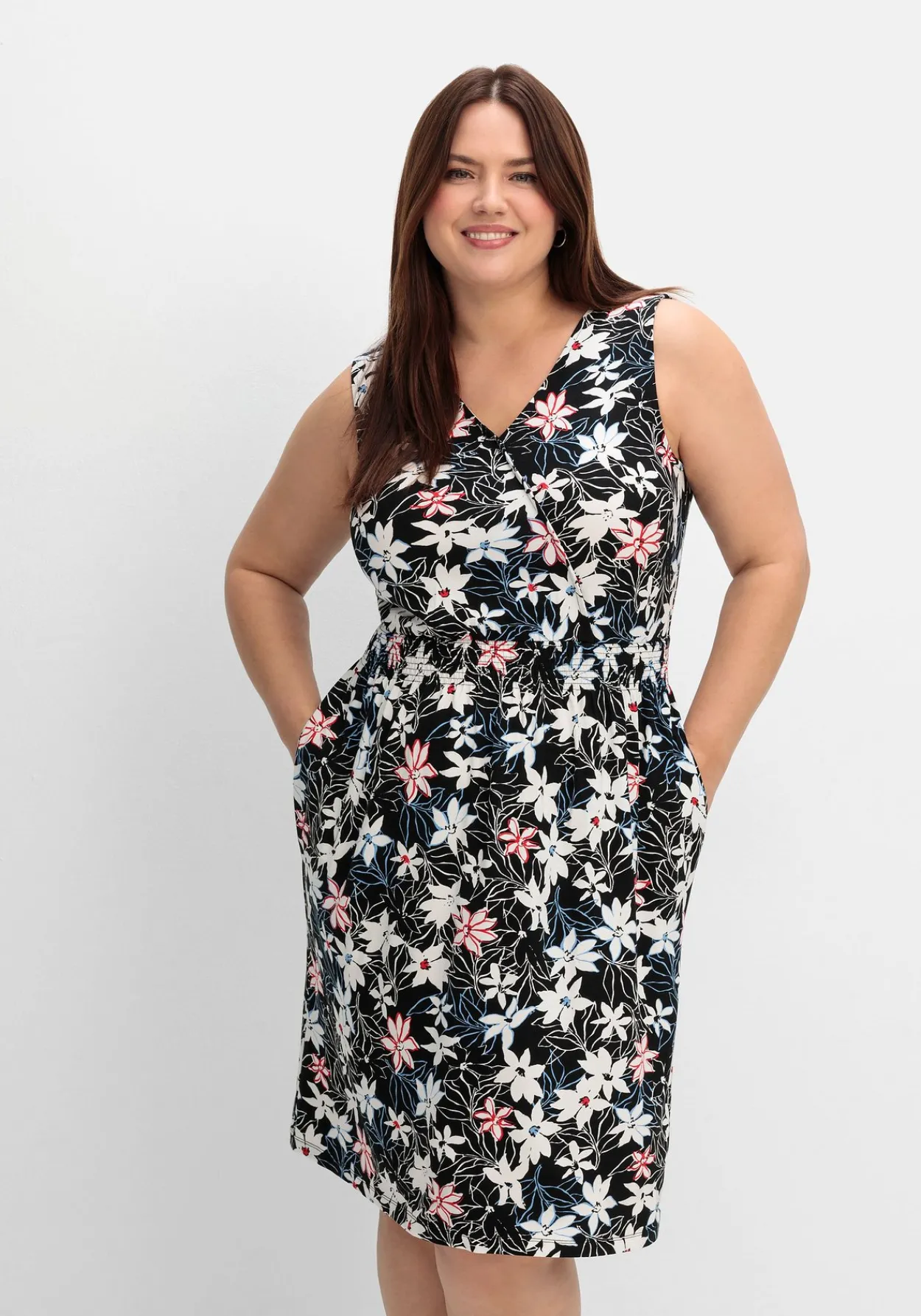 Knielanges Jerseykleid in Wickeloptik<sheego Discount