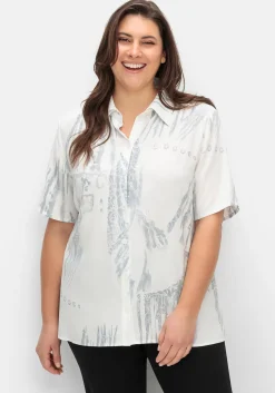 Kurzarmbluse mit Alloverdruck, aus Viskose<creation L Fashion