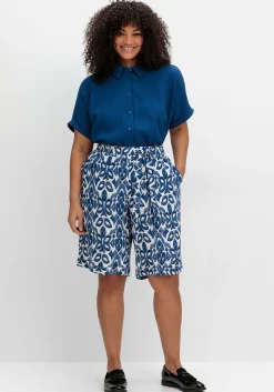 Kurzarm-Hemdbluse im Materialmix<sheego New