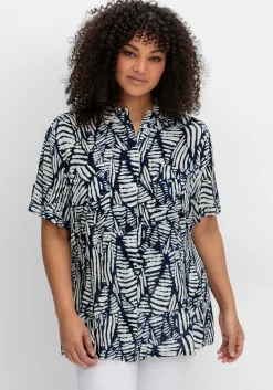 Kurzarm-Hemdbluse mit Alloverdruck<sheego by Joe Browns Hot