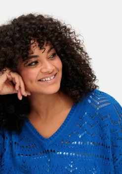 Kurzarm-Pullover im Ajourstrick, in Oversize-Form<sheego Sale