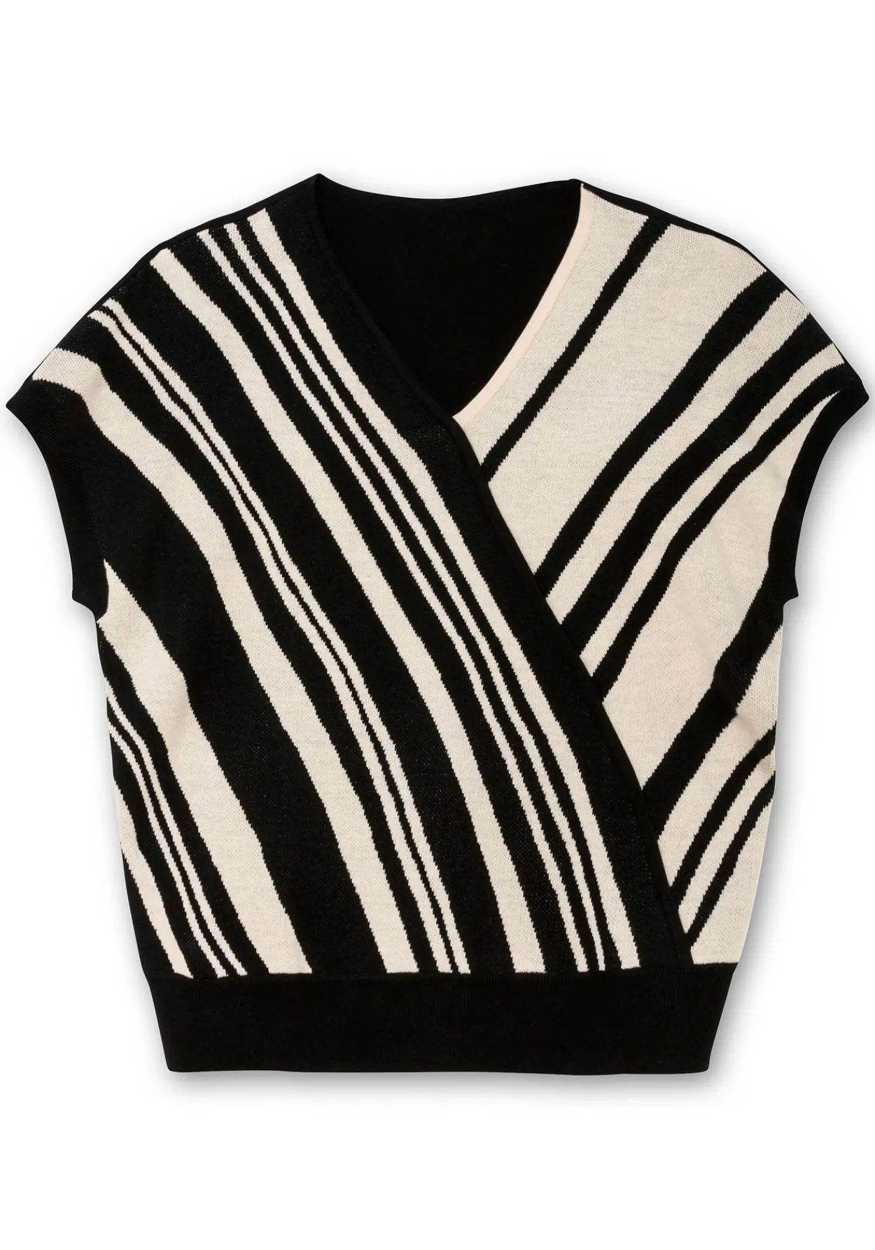Kurzarm-Pullover mit Jacquard-Streifen<sheego Online