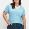 Kurzarmshirt in Layeroptik mit Ziernieten<sheego Sale