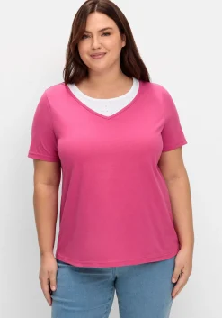 Kurzarmshirt in Layeroptik mit Ziernieten<sheego Clearance