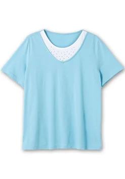 Kurzarmshirt in Layeroptik mit Ziernieten<sheego Sale