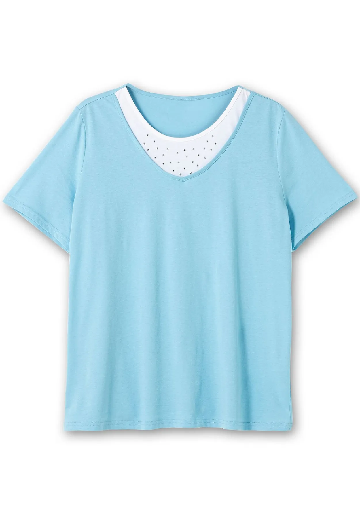 Kurzarmshirt in Layeroptik mit Ziernieten<sheego Sale