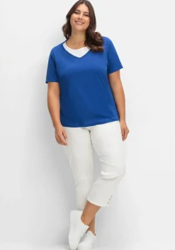 Kurzarmshirt in Layeroptik mit Ziernieten<sheego Fashion