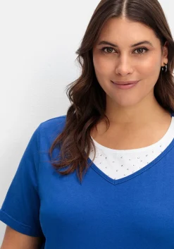 Kurzarmshirt in Layeroptik mit Ziernieten<sheego Fashion