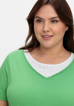 Kurzarmshirt in Layeroptik mit Ziernieten<sheego Clearance