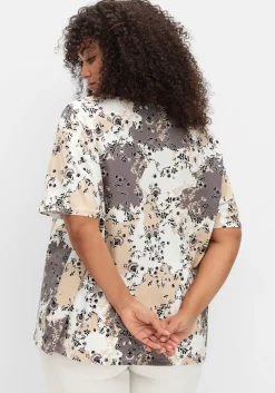 Kurzarmshirt mit Allover- und Bordürenprint<sheego Outlet