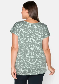 Kurzarmshirt mit Alloverdruck und seitlichen Falten<sheego Hot