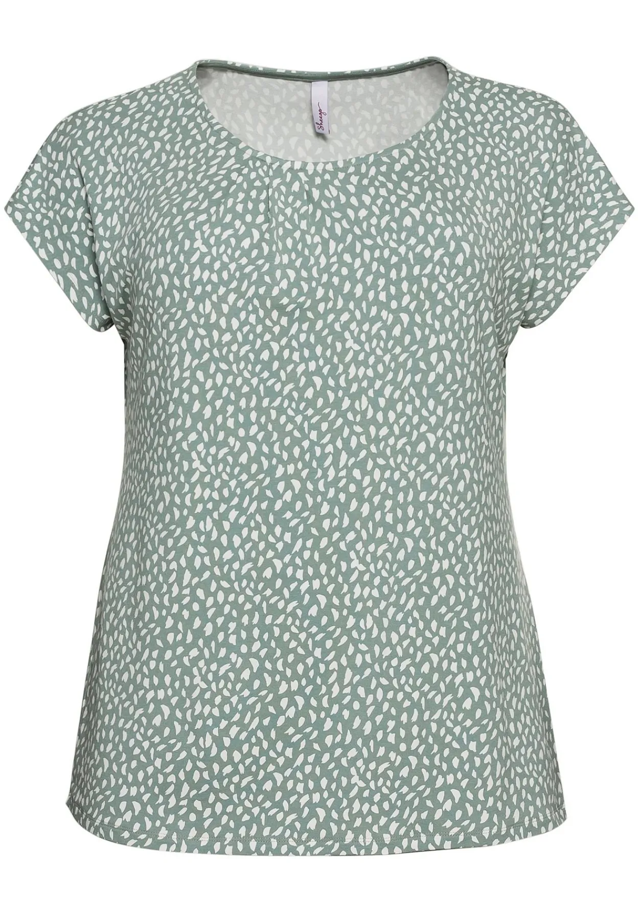 Kurzarmshirt mit Alloverdruck und seitlichen Falten<sheego Hot