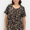 Kurzarmshirt mit Blumenprint und Faltendetails<sheego Best