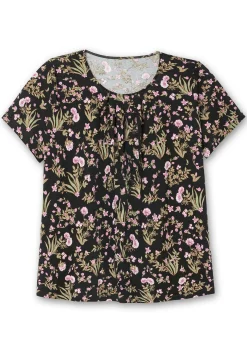 Kurzarmshirt mit Blumenprint und Faltendetails<sheego Best
