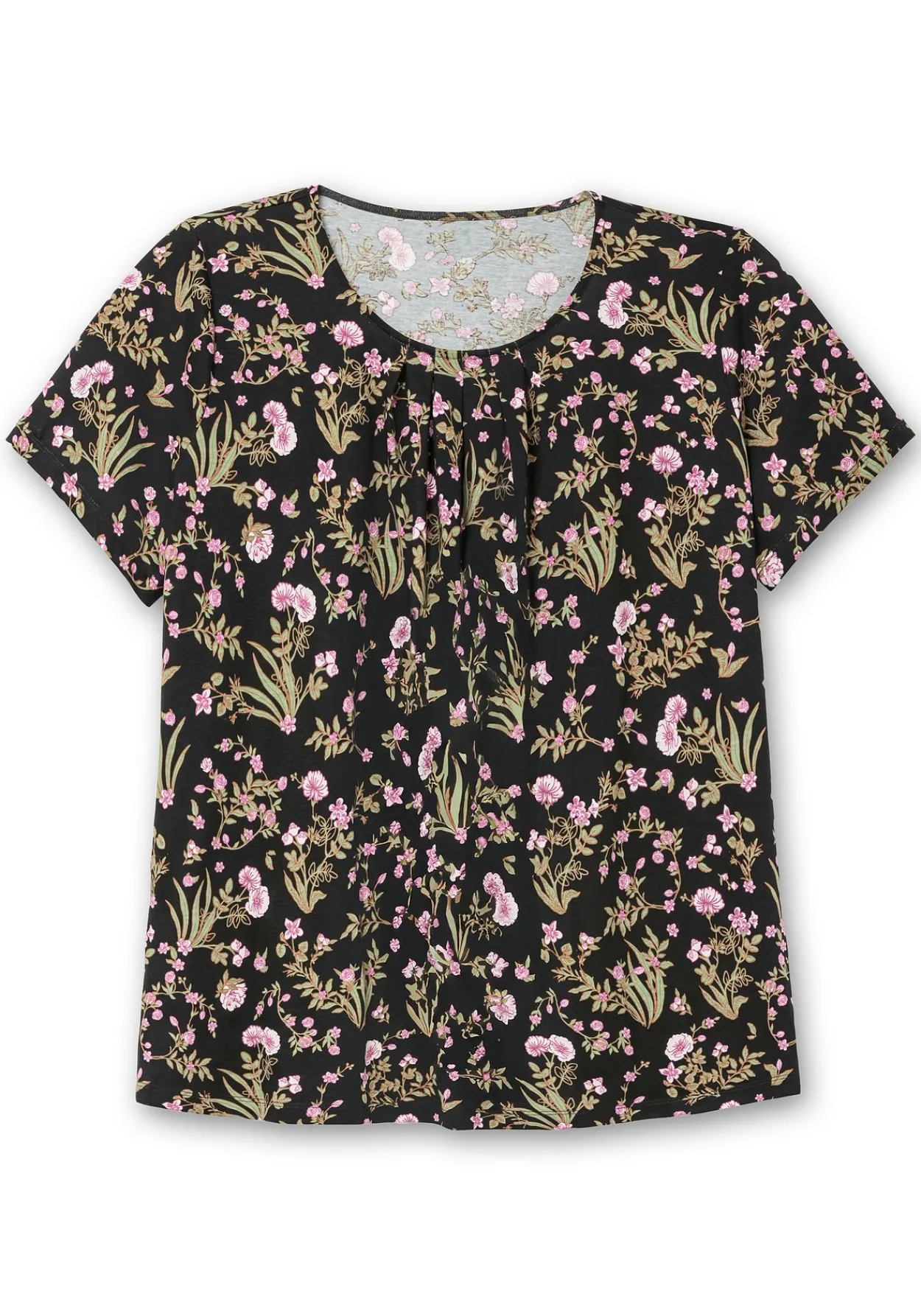 Kurzarmshirt mit Blumenprint und Faltendetails<sheego Best