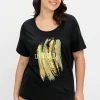 Kurzarmshirt mit Frontdruck und Glitzereffekt<sheego Hot