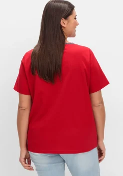 Kurzarmshirt mit Frontdruck und Glitzerdetails<sheego New