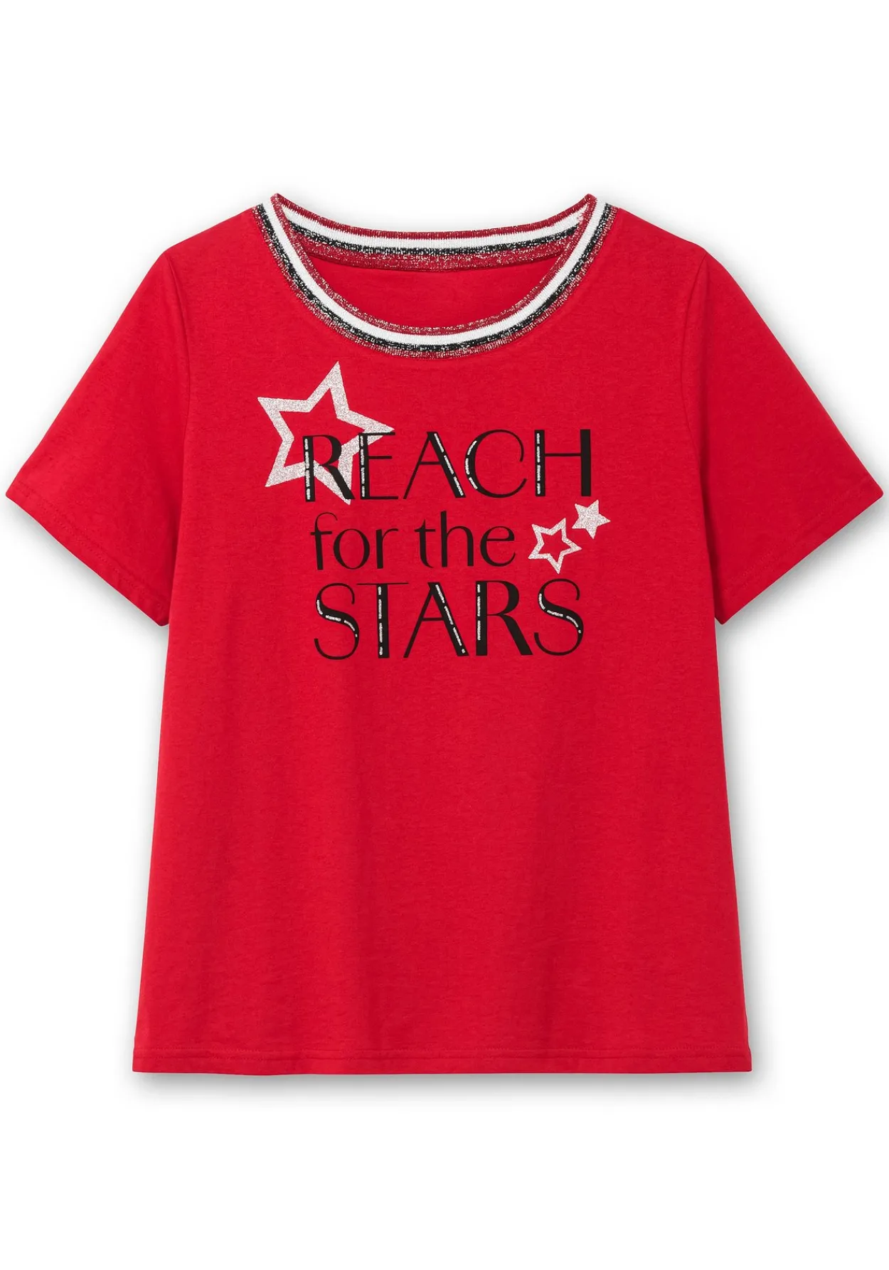 Kurzarmshirt mit Frontdruck und Glitzerdetails<sheego New