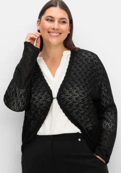 Kurze Ajour-Strickjacke mit Knopfverschluss<sheego New