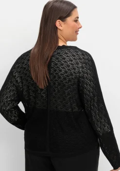 Kurze Ajour-Strickjacke mit Knopfverschluss<sheego New