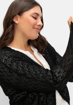 Kurze Ajour-Strickjacke mit Knopfverschluss<sheego New